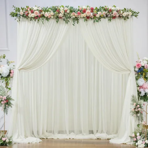 Miniatura 22 de Cortina de telón de fondo de tul azul bebé de 10 x 10 pies para fiestas, cortinas de fondo transparentes para bodas, baby shower, baby shower