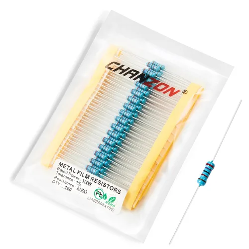 Miniatura 84 de Chanzon - 100 resistencias de película metálica 1/2 W (0.5 W) 10 Ω ohmios ±1% de tolerancia 10R MF, resistencias de agujero pasante con limitación