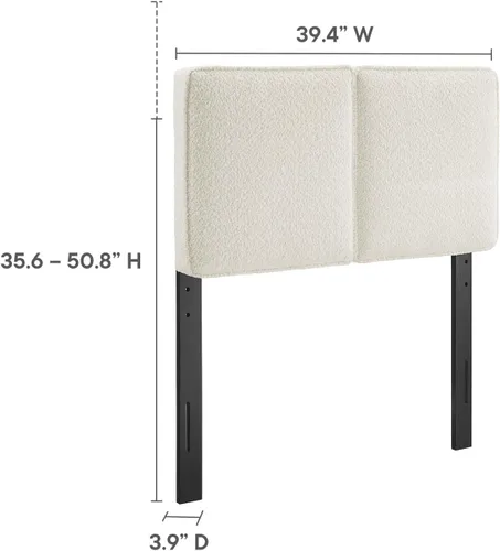 Miniatura 2 de Modway Lindee - Cabecero tapizado tamaño individual con tela de boucle pizarra, cabecero estilo almohada para habitación de niños o dormitorio