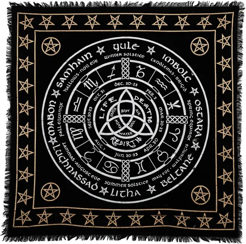 Indian Consigners Tela de altar Rueda pagana Brujería Alter Tarot Spread Top Cloth Wiccan Square Spiritual 18 por 18 Rueda pagana sagrada