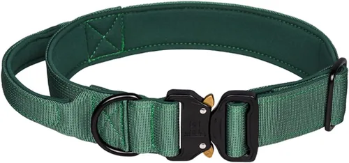 Miniatura 9 de Collar táctico para perro, ajustable, de neopreno suave, acolchado, de nailon con asa de control y hebilla de metal resistente para perros medianos