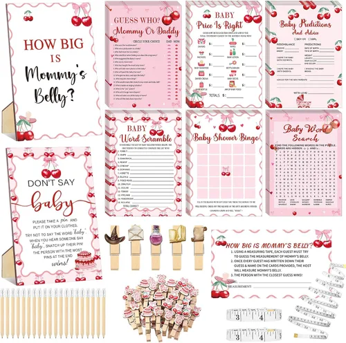 Miniatura 20 de Funnymoom 426 Piezas Juego de Juegos para Baby Shower de Papel Kraft - 8 Juegos, Incluye Bingo de Baby Shower, El Precio Correcto, Adivina Quién