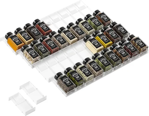 Miniatura 14 de Famhap Organizador de cajones de especias, paquete de 6 organizadores de condimentos ampliables de 11.6 a 23.2 pulgadas, bandeja de condimentos