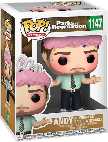 Miniatura 2 de Funko POP TV: Parks and Rec - Andy como la princesa Rainbow Sparkle, multicolor (56166)
