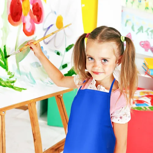 Miniatura 5 de CHRORINE Paquete de 6/12/24 Delantales de Pintura para Niños Pequeños Delantales de Arte para Niños Delantal de Pintura Bata para Pintura Cocina