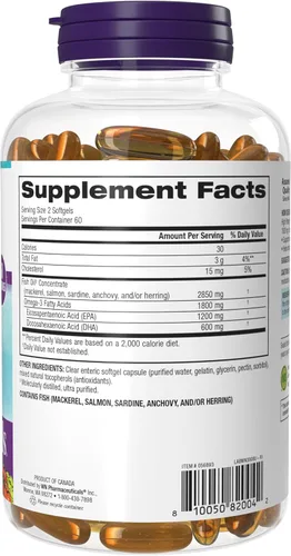 Miniatura 8 de Webber Naturals Aceite de pescado de 2850 mg, alta potencia, 1,800 mg de omega-3 por porción, 120 cápsulas blandas entéricas transparentes, sin