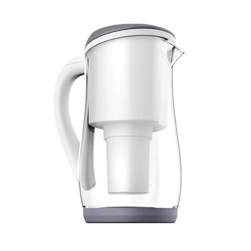 Gentoo Glass - Jarra de filtro de agua alcalina (gris y blanco) de 1,5 L con 1 cartucho de filtro Gentoo
