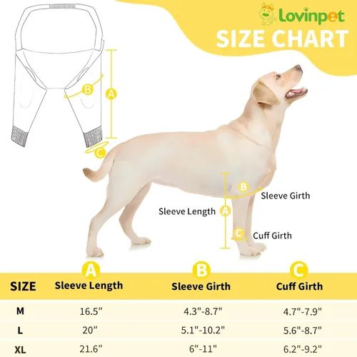 Miniatura 3 de LovinPet Protector de Codo para Perro Manga de Codo Anti-Lamido, Ajustable, Cómodo y Duradero Protector de Pata Delantera para Perros Medianos a