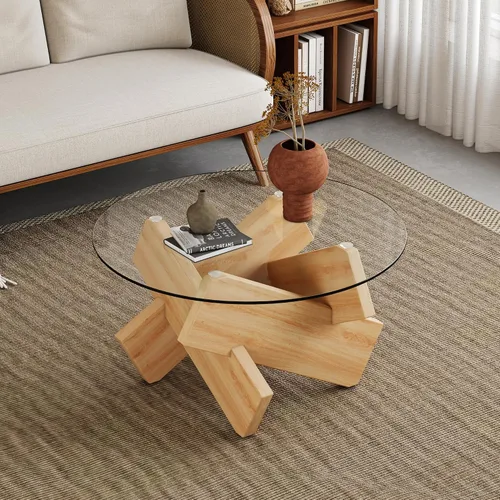 Miniatura 8 de Mesa de centro rectangular de madera de 47.2 pulgadas, mesas de centro modernas de mediados de siglo para sala de estar, parte superior de MDF