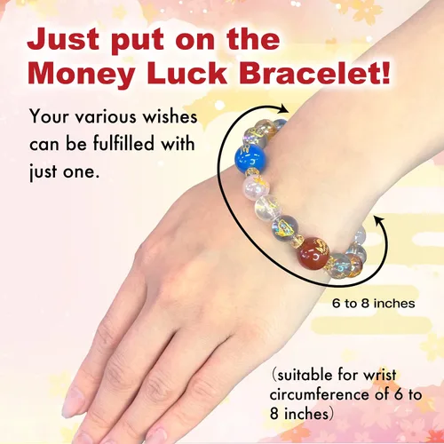 Miniatura 2 de Pulseras de amuletos de la suerte de dinero de Japón con cristales, pulseras feng shui de buena suerte, diseño tradicional japonés, riqueza, unisex