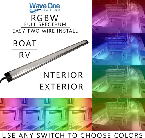 Miniatura 2 de Wave One Marine Spectrum RGBW Luz Rígida Controlador Interno LED Impermeable Luz de Cortesía Decorativa para Barco 12V Voltios RV Control