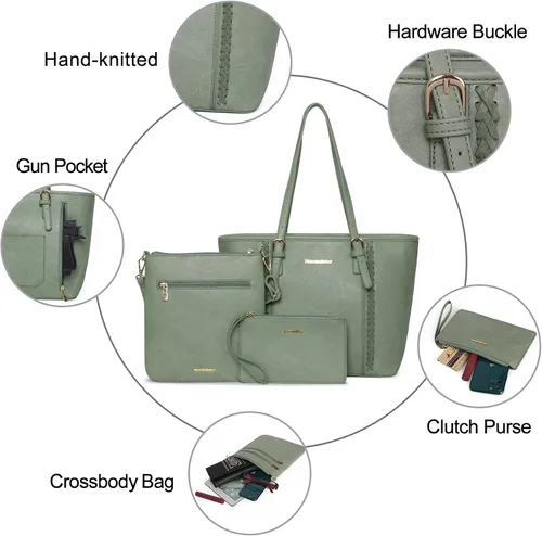 Miniatura 5 de Montana West Juego de 3 bolsas de mano bolso de hombro grande bolsos de transporte ocultos y bolsos para mujer