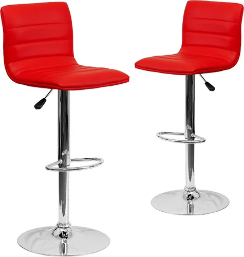 Miniatura 23 de Flash Funiture silla de bar ajustable con base cromada, Vinilo, Gris