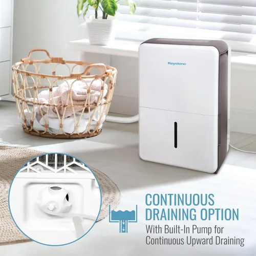 Miniatura 4 de Keystone Energy Star - Deshumidificador portátil de 50 pintas, 115 V, habitaciones extra grandes de hasta 4,500 pies cuadrados con bomba
