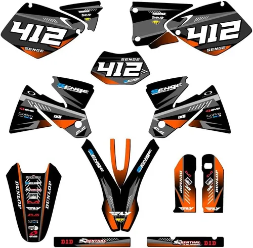 Miniatura 5 de Kit de base gráfica EXC Surge Black Senge 1998-2000 compatible con KTM