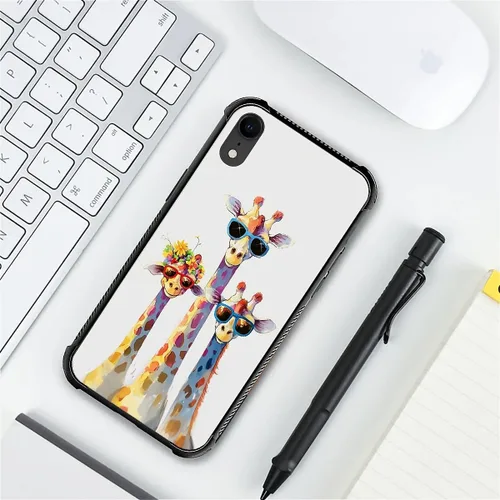 Miniatura 7 de CARLOCA Funda para iPhone XR, diseño de jirafa de cristal, ultra protección, a prueba de golpes, silicona suave TPU antideslizante para iPhone XR