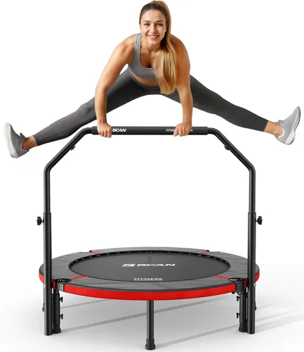 Miniatura 9 de BCAN SP3 40"/48" Foldable Mini Trampoline, Rebounder Trampoline for Adults, U/T Adjustable Foam Handle, Exercise Rebounder for Adults Indoor/Garden