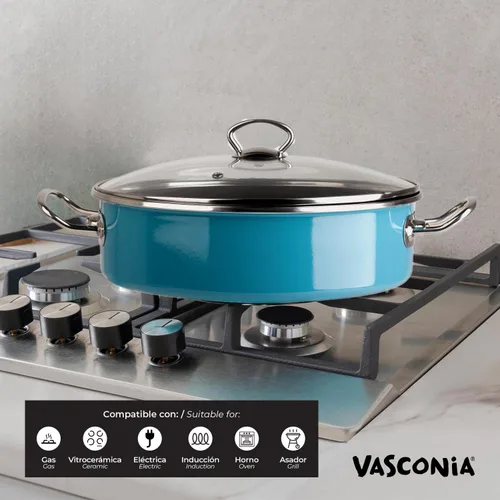 Miniatura 4 de Vasconia Elegance - Cacerola de 5 cuartos con tapa de vidrio (verde azulado) apta para lavavajillas, parrilla y horno hasta 480 ℉