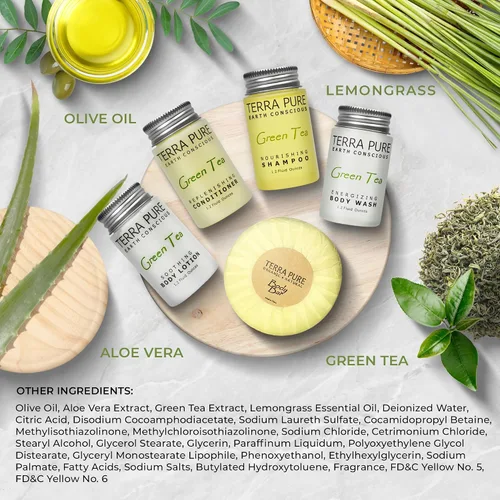 Miniatura 6 de Terra Pure Juego de jabones y artículos de tocador para hotel a granel Kit de amenidades 1-Shoppe Champú y acondicionador de 1 oz, gel de baño