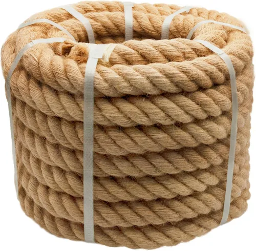 Miniatura 15 de Cuerda de cáñamo de 1 pulgada x 50 pies, cuerda trenzada de 4 hebras resistente para manualidades, decoración náutica, tira y afloja, paisajismo