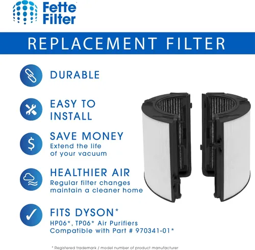 Miniatura 5 de Fette Filter - 2 filtros Premium Combi 360 Glass True Hepa Compatible con Dyson Pure Air Purfier Modelo PH01 PH02 PH03 PH3A PH04 TP06 HP06 TP07 HP07