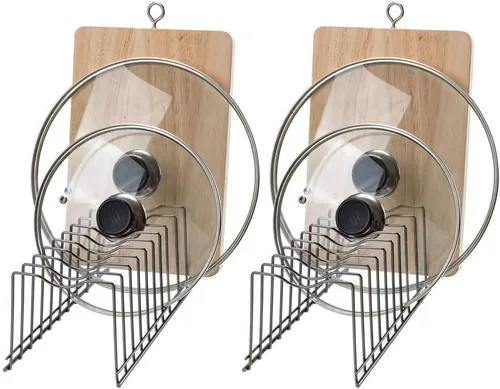 Miniatura 10 de SANNO Organizador de tapa para ollas, organizador de cocina para platos, tablas de cortar utensilios para hornear, refrigeración, ollas y sartenes