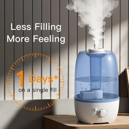Miniatura 2 de MEGAWISE Humidificador de niebla fría para dormitorio infantil con gran capacidad de 3.2 litros, diseño sin fugas, salida de niebla fina, apagado