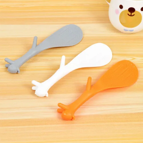 Miniatura 2 de AKOAK 3 piezas creativas herramientas de cocina para el hogar, encantadora cuchara de pie con forma de ardilla, cuchara de arroz antiadherente