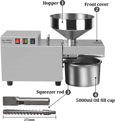 Miniatura 5 de YUEWO Máquina de prensa de aceite de cocina Extractor de prensa de aceite automático eléctrico Expulsor de aceite orgánico para lino de coco, maní