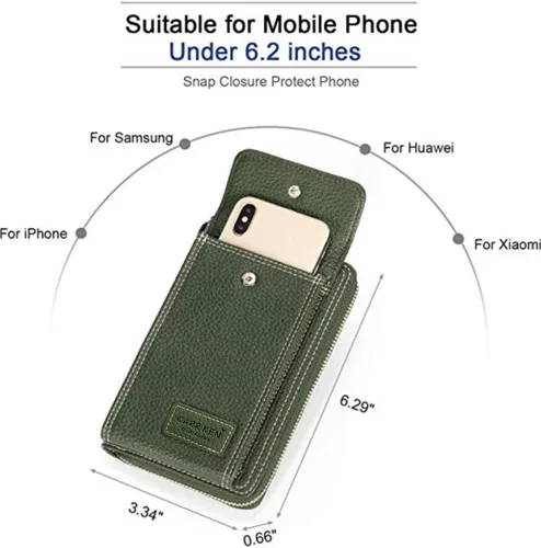 Miniatura 3 de Bolsa cruzada de piel para teléfono celular, con ranuras para tarjetas con protección de interferencia de radiofrecuencia (RFID), de cuero
