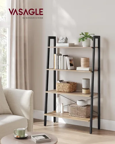 Miniatura 2 de VASAGLE - Estantería tipo escalera, estantería de 4 niveles, estante de almacenamiento, librero con marco de acero, para sala, oficina en casa