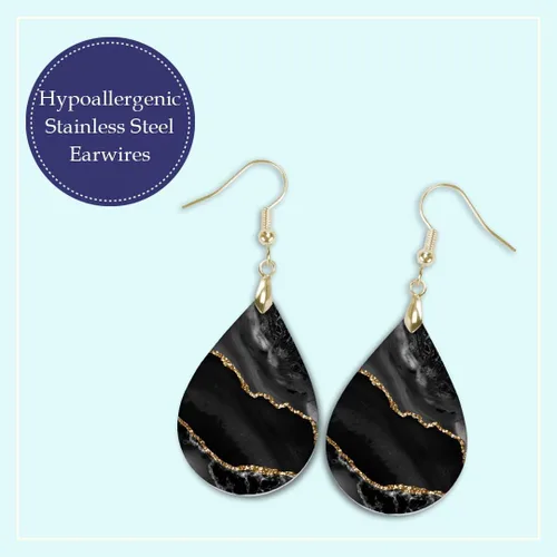 Miniatura 33 de Dangle Earrings for Women Colorful Dangling Drop Statement Jewelry Printed MDF Wood Teardrop Double Side Print Handmade by The Painted Pug
