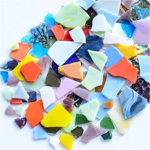 Miniatura 12 de Hojas de mosaico de vidrio teñido mixto de 7 onzas, azulejos de mosaico de vidrio roto grandes para manualidades, suministros de mosaico de pared