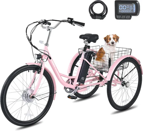 Miniatura 13 de VIRIBUS Triciclo eléctrico para adultos, triciclo eléctrico de 24 26 pulgadas con batería extraíble de 468 Wh, 250 W/350 W (pico 500 W) bicicletas