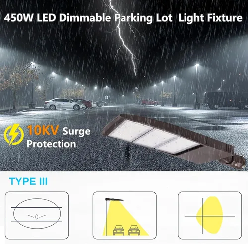 Miniatura 4 de Luz de estacionamiento LED regulable de 450 W con ajustador deslizante, luz diurna de 5000 K, 63000 lúmenes, 140 lm/w