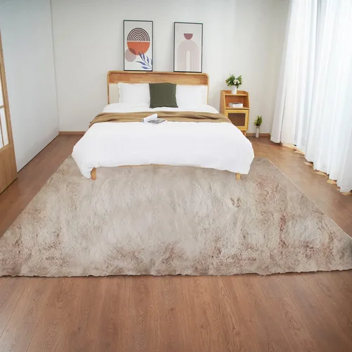 Miniatura 80 de Ghouse Alfombra ultrasuave de pelo sintético de conejo, alfombras lavables a máquina para dormitorio, alfombras esponjosas para sala de estar, Blanco