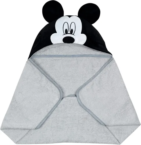Miniatura 4 de Lambs & Ivy Disney Baby Mickey Mouse Toalla de baño con capucha de algodón gris para bebé