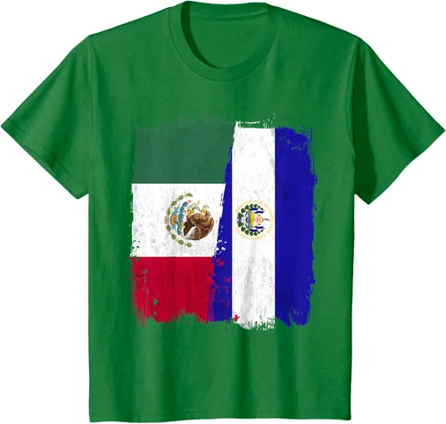 Miniatura 47 de Camiseta con la bandera mexicana de El Salvador con la mitad de la bandera mexicana de El Salvador