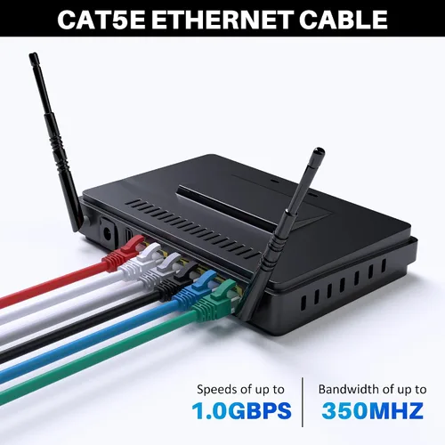 Miniatura 4 de Cable Ethernet Cat5e de 100 pies, cable largo de Internet Cat 5e, cable de conexión sin enganches, flexible, red, LAN, PoE, conector RJ45 estándar