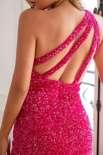 Miniatura 5 de One Shoulder Sequins Prom Dresses Mermaid Long Formal Evening Dresses Ball Gowns for Women with Slit