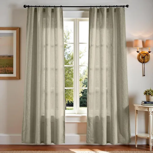 Miniatura 101 de JINCHAN Cortinas de lino de 108 pulgadas de largo, juego de 2 paneles, cortinas de ventana para sala de estar y dormitorio, cortinas