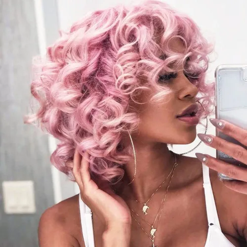 Miniatura 17 de Pelucas rizadas cortas y sueltas para mujeres negras, peluca afro para mujeres negras, peluca rizada para mujeres, pelucas sintéticas para mujeres