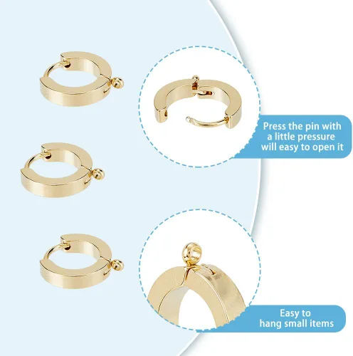 Miniatura 5 de DICOSMETIC 24 aretes Huggie con bucle, 2 colores, redondos, ganchos, aretes de acero inoxidable, para hacer joyas, agujero: 0.055 in, pin: 0.039 in