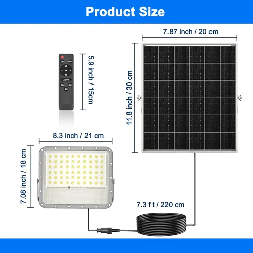 Miniatura 4 de Luces solares de 100W al aire libre 10000LM LED Luz automática con batería de 10000mAh, luz de seguridad de inundación solar alimentada por energía