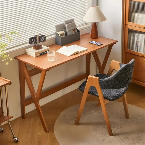 Escritorio moderno de mediados de siglo, espacioso escritorio de madera maciza, minimalista con patas en forma de K, escritorio de oficina en casa,