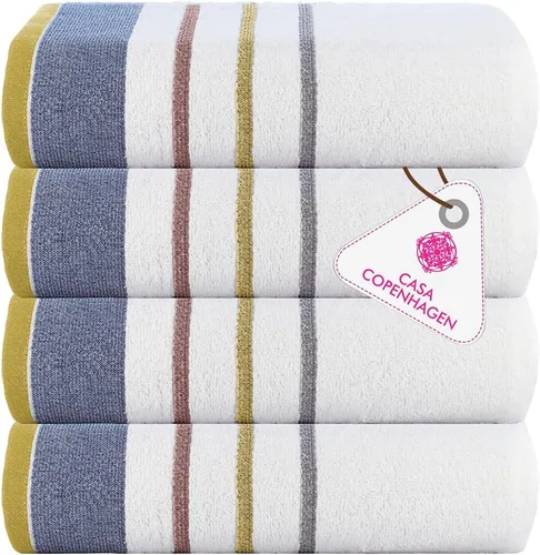 Miniatura 58 de CASA COPENHAGEN Juego de 6 toallas de palomitas de maíz, color azul polvoriento, 21.16 oz/m², 2 toallas de baño, 2 toallas de mano y 2 toallas
