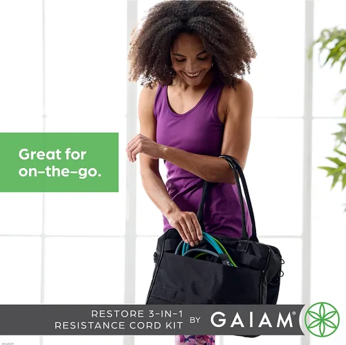 Miniatura 6 de Kit de Bandas de Resistencia 3 en 1 de Gaiam con Mangos de Agarre Cómodo y Bandas de Fuerza Intercambiables para Entrenamiento de Alta Intensidad