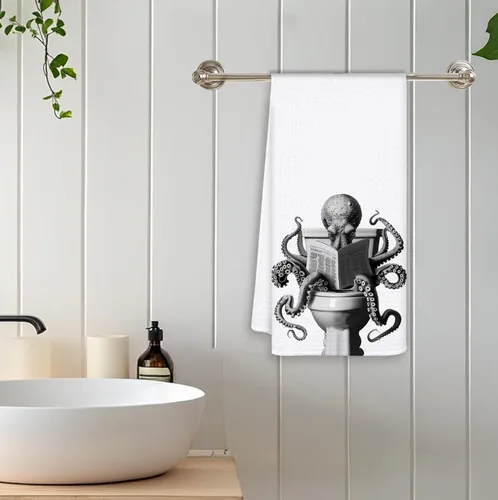 Miniatura 5 de Divertidas toallas de mano de pulpo para baño, baño, decoración de baño de octopu, regalos para amantes del pulpo para mujeres y hombres, toallas
