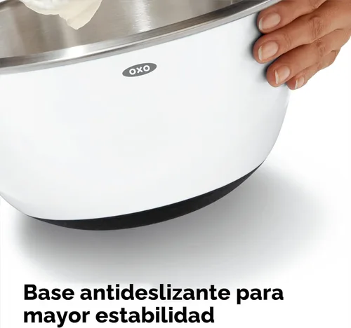 Miniatura 5 de OXO Good Grips, juego de 3 tazones para mezclar de acero inoxidable Blanco