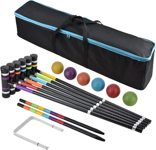 BroWill - Juego de croquet prémium para familias, juego de croquet BroWill con bolsa de transporte para patio, patio al aire libre, juegos de patio